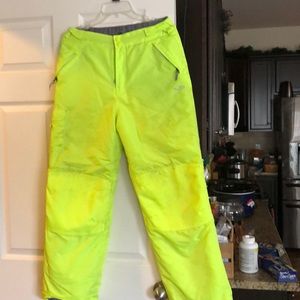 Neon green ski pants